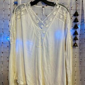 Free People Ivory Lace Blouse